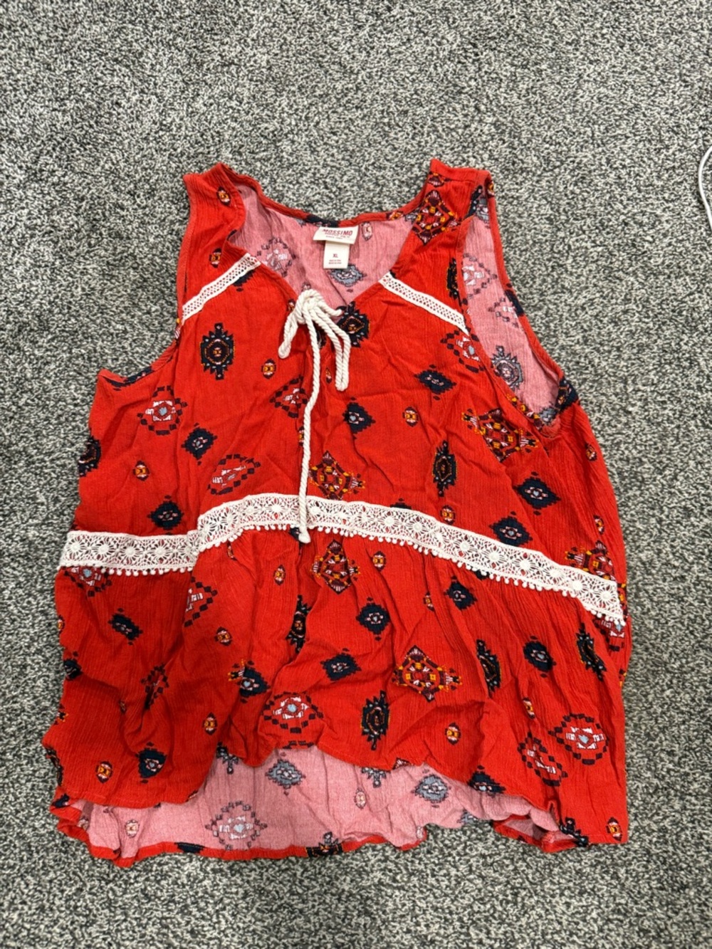 Mossimo Supply Co. Red Printed Boho Tie-Front Tank